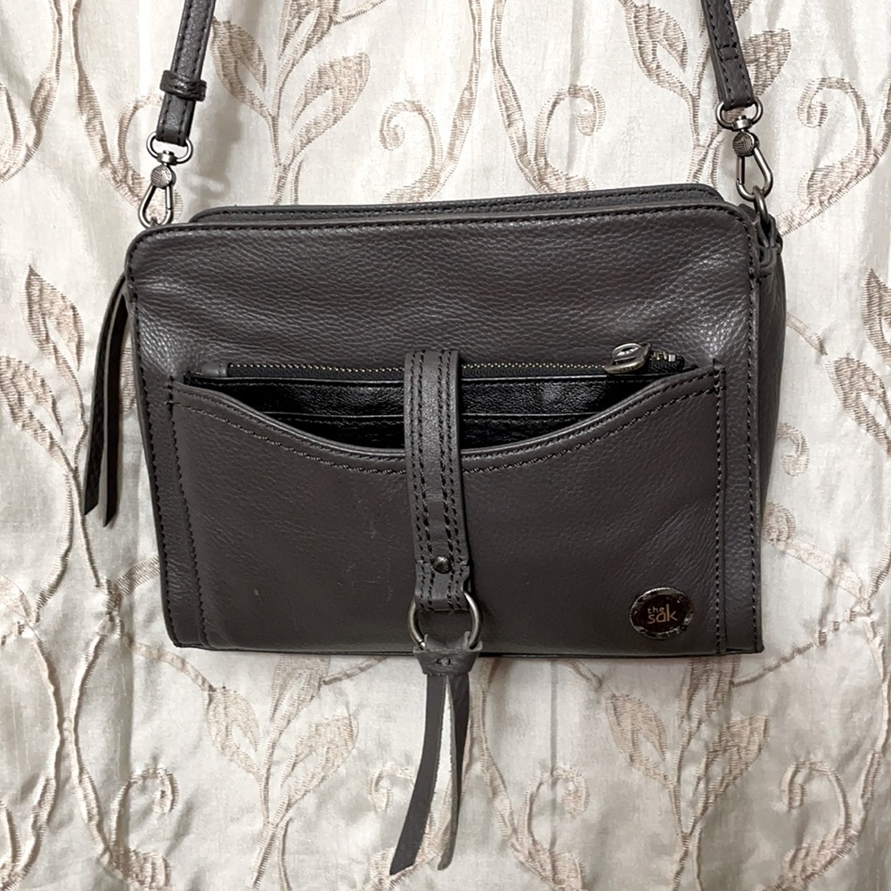 The Sak Dark Gray Leather Crossbody Bag